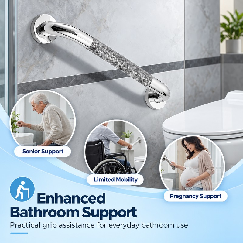 Stainless Steel Grab Bar for Bathroom Support – Anti-Slip Wall-Mounted