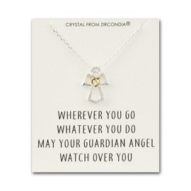 Philip Jones Guardian Angel Necklace with Quote Card Created with Zircondia® Crystals