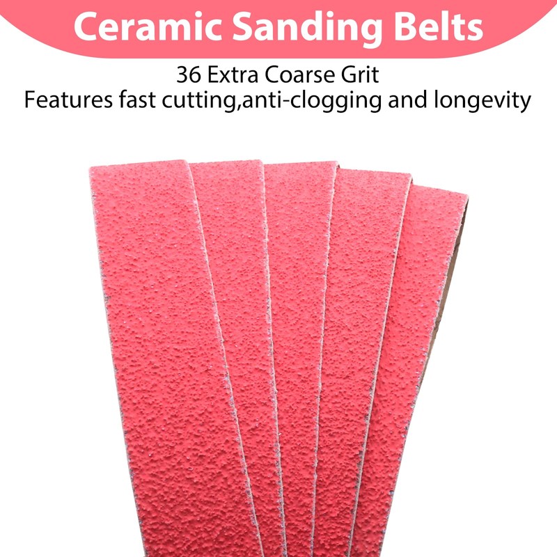 2 x 42 Inch Ceramic Grinding Belts, 36 Grit 2x42