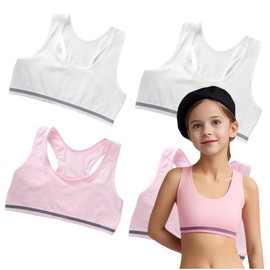 JYCY 4 Pack Soft Cotton Girls Crop Tops Unpadded Racerback Training Bras for Girls Age 8-12 Girls Sports Bra Kids Bra Girls Top First Tops for Teen (UK, Age, 10 Years, 12 Years, Regular, Type-2)