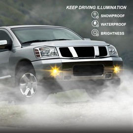 G-PLUS Bumper Fog Lights Compatible with 2004-2015 Nissan Titan/Fit 2005-2007 Nissan Armada Driving Fog Lamps w/Bulbs Left and Right Side neblineros para autos delantero faros antiniebla Yellow