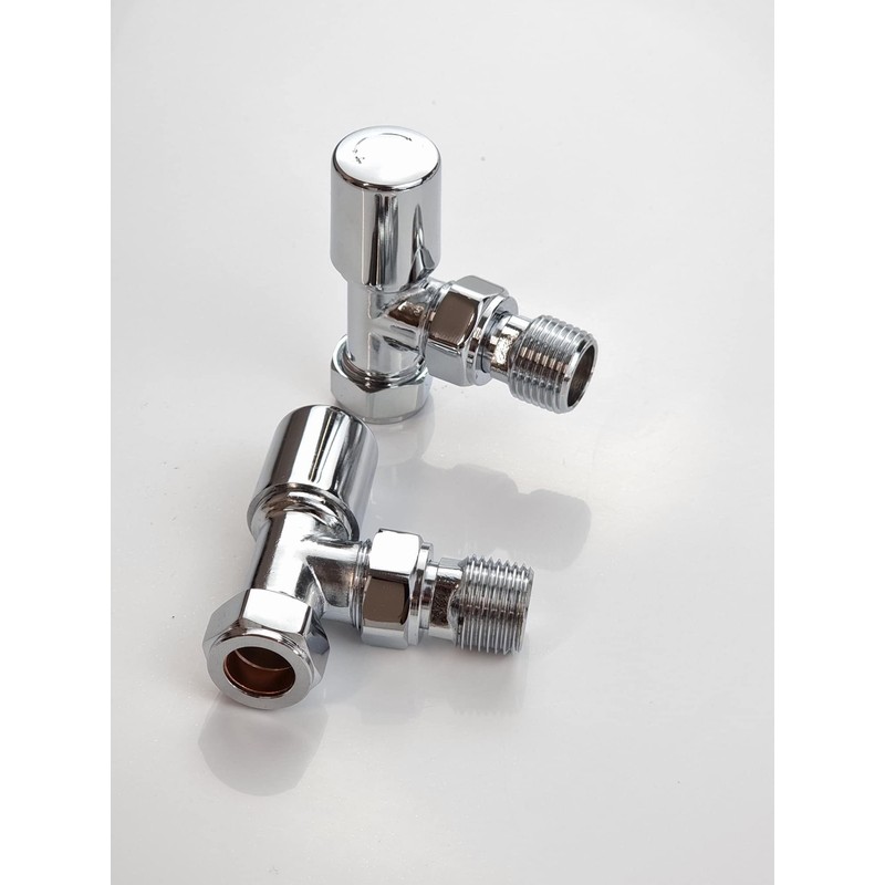 Greenedhouse Malmo Chrome Angled Towel Rail Valve. 15mm /1/2'' Radiator