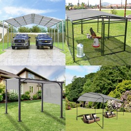 Windscreen4less Sun Shade Cloth, 6' x 12' Pergola Shade Cover with Grommets, Rectangle Sun Shade Sail for Outdoor, Patio, Garden, Backyard, Light Grey