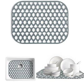 SAMSIER Sink Protectors for Kitchen Sink 13x11 &16x12 &19x14 &21x16 &22x13 &24x13 &26x14 &28x14 &30x16, Large Silicone Sink Mats Grid for Bottom of Farmhouse Sink (16.7”x12.5”)
