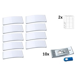 Avery Zweckform polar35 Name Badges Pack of 10 (80 x 34 mm, 10 Signs with Magnet, Twist-Proof, with Blank Inserts for Printing, Magnetic Name Tags for Clothing) Matte Stainless Steel