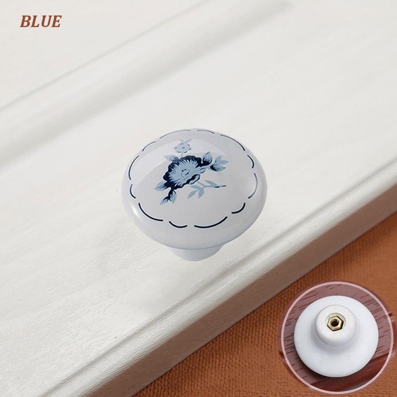 Tverghvad Ceramic Hand Painted Drawer Knobs, [4 Pack] Vintage Orchid