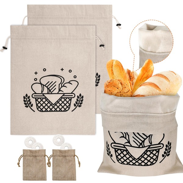 SNAIL GARDEN 2 Pack Bread Freezer Bags, Reusable Linen Bags