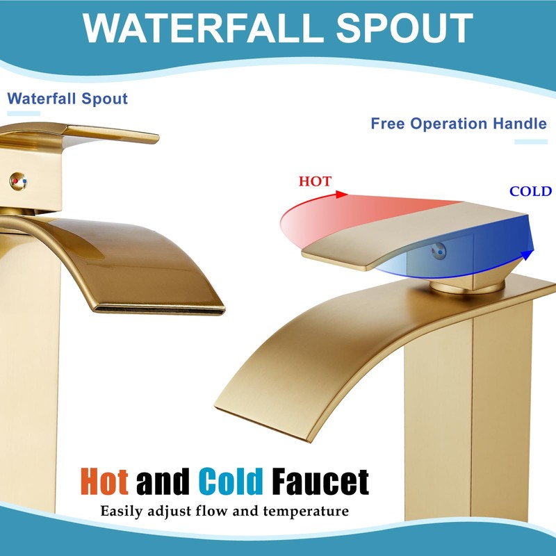 Midanya Vessel Sink Facuet Waterfall Tall Bathroom Faucets Vanity Single