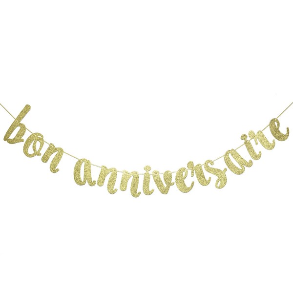 Bon Anniversaire Banner for Happy Birthday Party Decorations French Theme