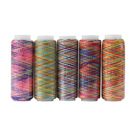 Paquete de 5 Rollo Hilo Colorido Gradiente de Poliéster que Acolcha Máquina de Bordar Hilo de Rosca Accesorios de la Ropa Para Coser