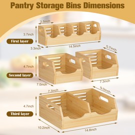 MTGSTOCL Upgraded 3 Tier Bamboo Pantry Storage Bins - Stackable Potato and Onion Storage Bin, Storage Baskets Airflow Vent Vegetable and Fruit Organizer with Handle, for Kitchen, Livingroom,Bathroom