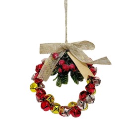5½'' Jingle Bell Christmas Wreath, Decorative Christmas Garland Ornament, Christmas Bell Wreath, Party Wreath Decoration (Golden, Red, Pink) - Cds5