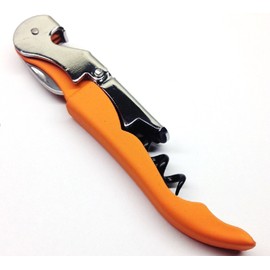 Soft Velvet Touch Waiters Double Hinge Corkscrew Wine Key Bottle Opener (Orange)