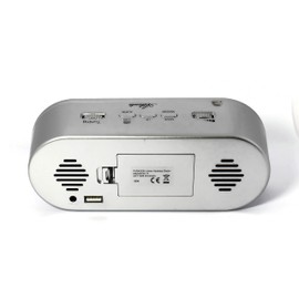 Atlanta Digital-Wecker LED Anzeige mit Radio Temperatur Hygrometer Eckig Silber - 2600