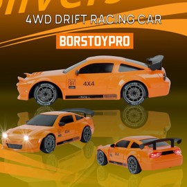 BORSTOYPRO RC Drift Car, 1:24 Remote Control Car 4WD Drift GT-RX7 RC Cars Vehicle High-Speed Racing RC Drifting Cars with Full Proportional Throttle Gifts Toy for Boys Kids
