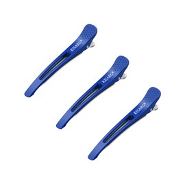 KISARG Dakar Men's Hair Clip, Hairdresser Curl Clip, Hairpin Bangs, For Barbers, Professional Use, Hair Accessories, Non-Tracing, Non-Slip, Bulk Pack, 3 Piece Set, 4.5 inches (11.5 cm), Blue