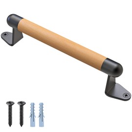 SELEWARE 17" Wooden Barn Door Handle with Metal Brackets – Durable, Stylish & Safe for Sliding Doors, Gates, & Handrails