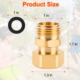 VQQLII Garden Hose Swivel Connector, Pressure Washer Swivel Fitting Faucet 3/4 NPT to Garden Hose Elbow Adapter, Brass Fittings - 2 Packs