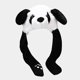 YFEIQI Panda Hat with Ear Moving Jumping, Funny Cosplay Hat Cap for Girls,Cute Soft Plush Panda Headdress in Christmas/New Year Party