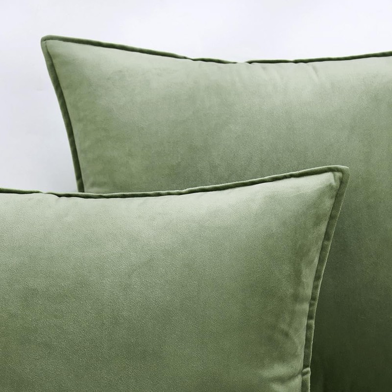 MIULEE Sage Green Velvet Throw Pillow Covers 20x20 Soft Decorative