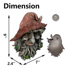 Abia Jaeia Tree Face Sculpture, Funny Red Cap Old Man Tree Hugger Statue, Indoor & Outdoor Creative Props for Garden and Home,9" x 7" x 2.4"