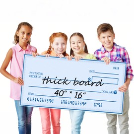 40" x 16"Reusable Big Dry Erase Check - New Folded Giant Fake Check for Presentations, Awards, Raffles, Rewards & Celebrations | Durable Cardboard Prize for Endowments & Winners