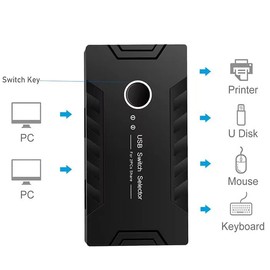 USB 2.0 Switch KVM Switcher 2 Computers Share 4 USB 2.0 Ports Devices for PC Printer Scanner Mouse Keyboard with 2 Pack USB 3.0 Cable and One usb2.0 Power Cable (3.0)