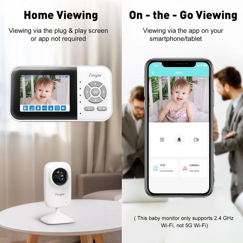 Simyke Upgrade Video Baby Monitor with 2 Cameras and Audio
