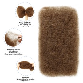 Afro Kinkys Bulk Human Hair,18 Inch 50g/Pack Afro Kinky-Curly Human Hair Bulk for Mini Twist,4C Auburn Brown Bulk Human Braiding Hair For Micro,Crochet,Repair, Dreadlocks,Locs Extensions #30