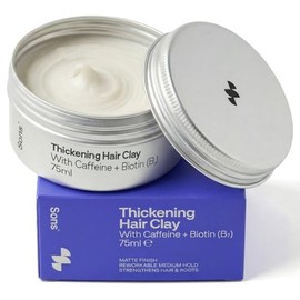 Sons Thickening Hair Clay for Men 75 g, Leave-in Styling Pomade with Caffeine & Biotin, for Hair Loss & Thinning, Promotes Hair Growth & Hair Thickening, Medium Hold, Matte Finish, Citrus Fragrance