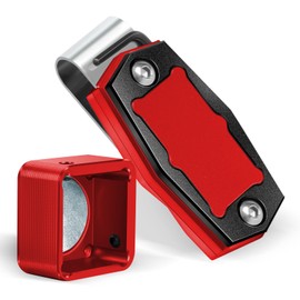 Magnetic Pool Chalk Holder, Portable Pool Cue Chalk Holder with Fixed Clip, Red Snooker Chalk Holder, Aluminum Alloy Snooker Accessories，Fits Standard Square Pool Chalk