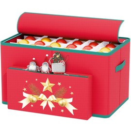 WUPIOS Christmas Ornament Storage Box With Adjustable Dividers Stores Up To 96-3" Holiday Ornament Christmas Ornament Storage Containers Large Ornament Box For Christmas Ornament Organizer Storage Box