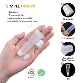 AMORIX 6pcs Empty Lip gloss Tubes Containers 15ml White Refillable Empty Squeeze Tubes Clear Cosmetic Containers Soft Tube for Women Girls DIY Lip Gloss Cosmetics