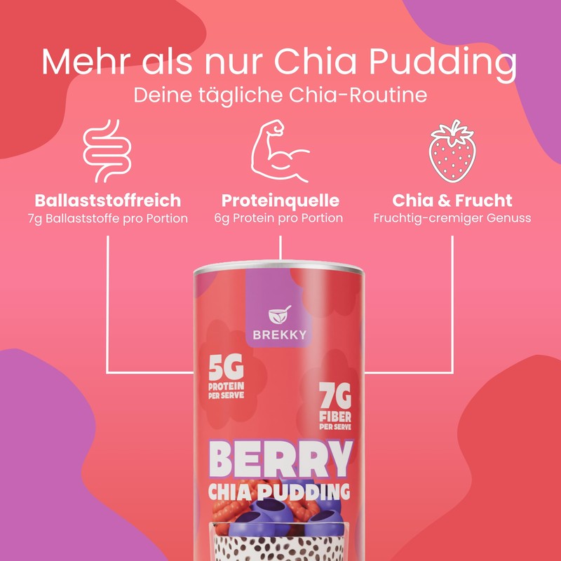 BREKKY Chia Pudding Berry - Chia Seeds High Fibre for