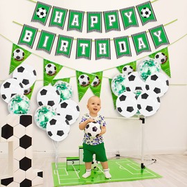 Football Birthday Decorations Boys Sports Happy Birthday Banner Bunting Kids Football Birthday Party Banner Balloons by Wonsta W020