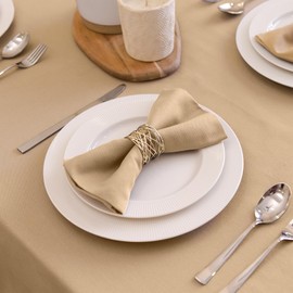 Encasa Cotton Cloth Napkins | Set of 12 | Size 17''x17'' | Light Beige Solid Color | Machine Washable
