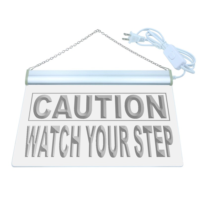 ADVPRO Caution Watch Your Step LED Neon Sign Orange 12"