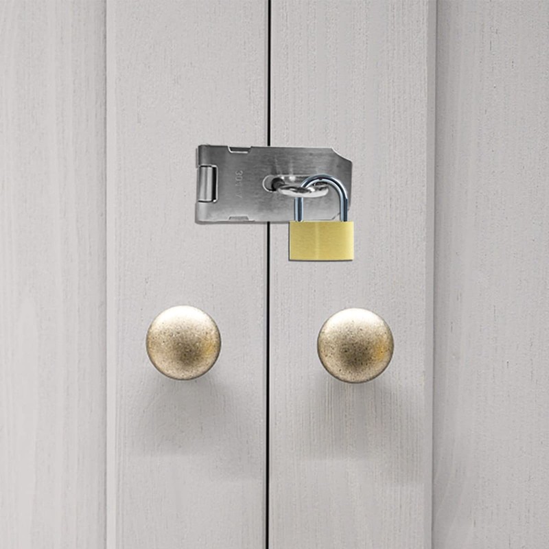 2Pcs Stainless Steel Gate Lock Hasp, Safety Packlock Clasp Lock