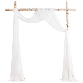 Floroom Wedding Arch Draping Fabric 2 Panels 20Ft White Chiffon Fabric Drapes Arbor Drapery Wedding Ceremony Reception Swag Decorations
