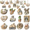 Huwena 36 Pcs Easter Hanging Ornaments Happy Easter Wooden Ornament
