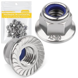 Caianwin Pack of 20 Flange Nuts M6 Nuts DIN 6926 Hexagonal Nuts with Flange Self-Locking and Locking Toothing, Hexagonal Flange Nuts Stainless Steel A2 Stop Nuts/Locking Nuts