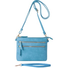 B BRENTANO - Mini bolso cruzado con cierre múltiple y detalles de borla, Azul Nn, Talla unica