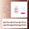 Short Almond Nails Press ons Brown Fake Nails with Bow
