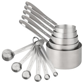 SPUVGVC Measuring Cups and Spoons Set, 18/10 Stainless Steel Measuring Cups and Spoons Set, 5 Metal Measuring cups & 6 Baking Measuring Spoons, Imperial & Metric Measuring Cups and Spoons Set 11
