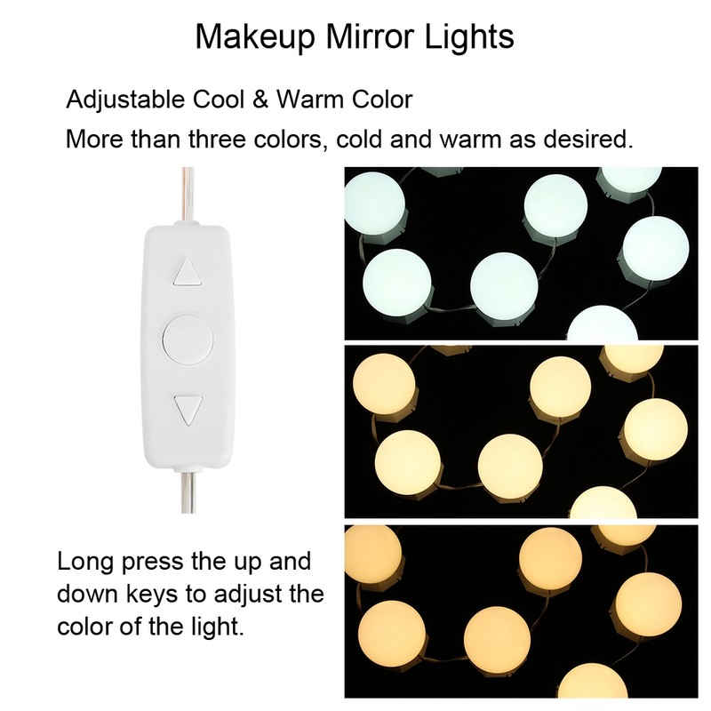 10 Bulbs Vanity LED Makeup Mirror Lights Dimmable Bulb Adjustable