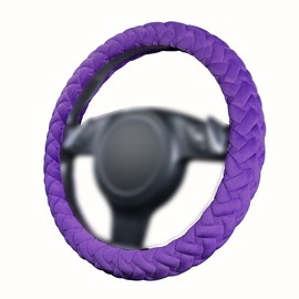 Flying Banner car Steering Wheel Cover Massage Velvet Warm Universal Size 15 inches SUV Truck Anti Slip Odorless Summer Winter (Purple, Velvet Massage)