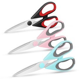 Vutyvve Kitchen Scissors, 3 Removable Kitchen Scissors, Stainless Steel Blades, Soft Grip Handle, Multi-Purpose Heavy Duty Kitchen Scissors Set, Black Sky Blue Pink