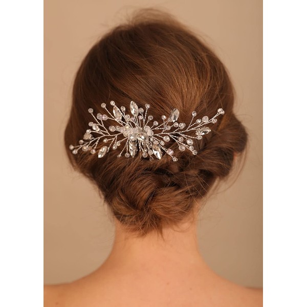 Denifery Bridal Hair Comb Crystal Bridal Hair Piece Silver Wedding Hair Pieces Bridal Hair Clip Bridal Hair Accessory for Women and Girls