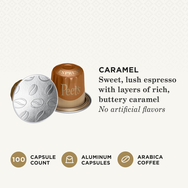 Peet's Coffee, Medium Roast Espresso Capsules, Compatible with Nespresso Original