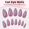 Bellelfin 120Pcs Cat Eye Press on Nails Almond Medium Length,